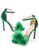 Escarpins à bride en daim et plumes
