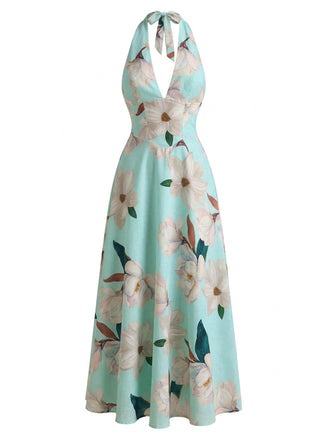 1930s Floral V-Neck Dress - vintage dress, retro fashion