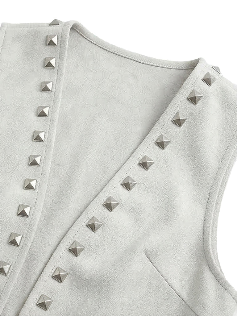 Gilet Western à Franges et Clous en Daim Années 30