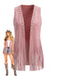 Gilet Rose Clouté Frangé Western Années 30