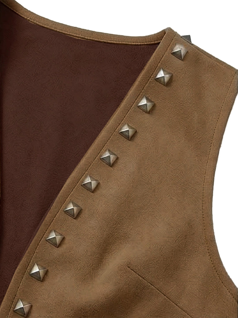 Gilet Western à Franges et Clous en Daim Années 30
