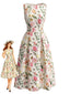 Robe en A Fleurs Col Bateau Sans Manches Années 1940