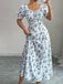 Florale Manches Bouffantes Midi Robe Années 1940 3