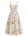 Florale Froncé Caraco Midi Robe Années 1940 4