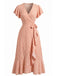Robe Sirène Col V à Petites Fleurs Orange Années 40