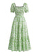 Robe Florale Col Carré Froissé Années 1940 3