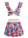 Ensemble Tankini Col Cœur à Volants Floral Multicolore Années 1940