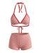 Ensemble Bikini Triangle Côtelé Dos-Nu Rayé Rouge Années 1940