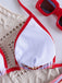 Ensemble Bikini Triangle Côtelé Dos-Nu Rayé Rouge Années 1940
