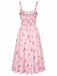 Florale Noué Devant Col Carré Midi Robe Années 1940 5