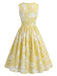 Robe Plissée Sans Manches à Ligne A Floral Années 40
