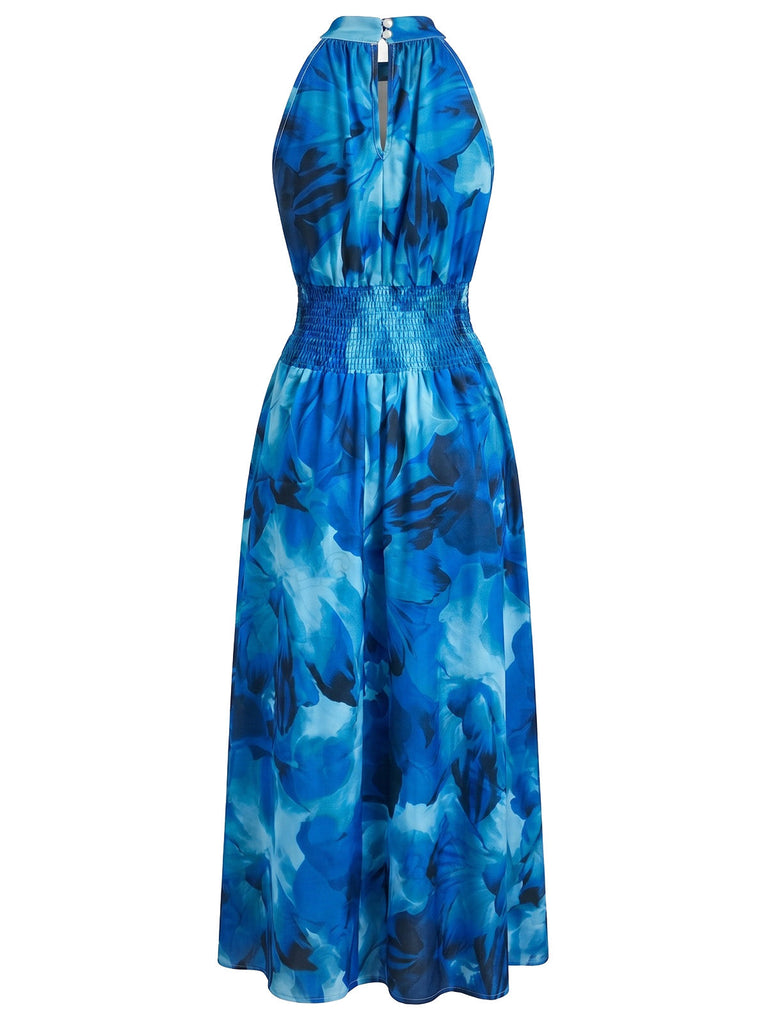 Robe Sans Manches Floral Tie-Dye Années 40