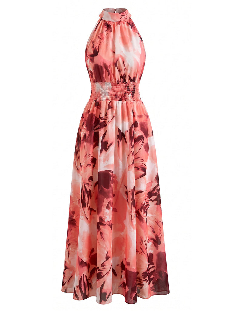 Robe Sans Manches Floral Tie-Dye Années 40