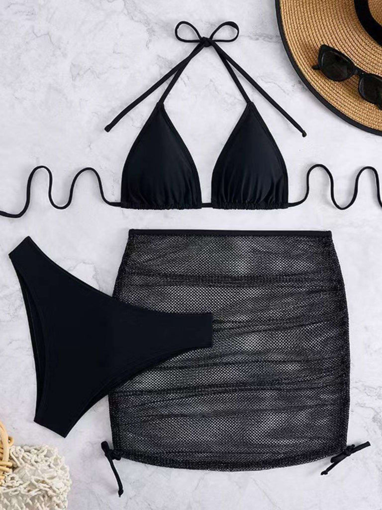 Bikini col halter unie et cache-maillot crochet 1940s