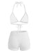 Ensemble Bikini Texturé Halter Uni Triangle Années 1940 9