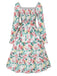 Floral dress with long sleeves on a white background