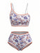 Ensemble Bikini Floral Botanique Asymétrique Taille Haute Années 1950 4