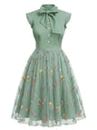 Robe Vintage Patchwork Florale Verte Années 1950
