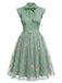 Robe Vintage Patchwork Florale Verte Années 1950