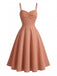 Coton Jacquard Bretelles Spaghetti Évasée Robe Années 1950 3