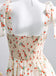 Robe Col Cœur à Bretelles Nouées Petites Fleurs Beige Années 1950