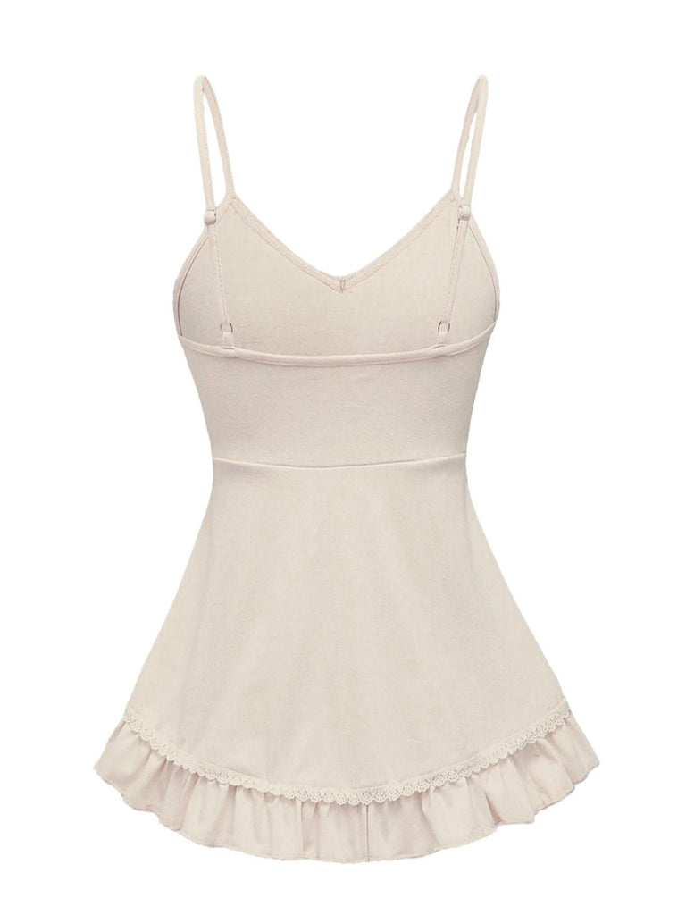 Top Cami Brodé Floral avec Dentelle Années 50