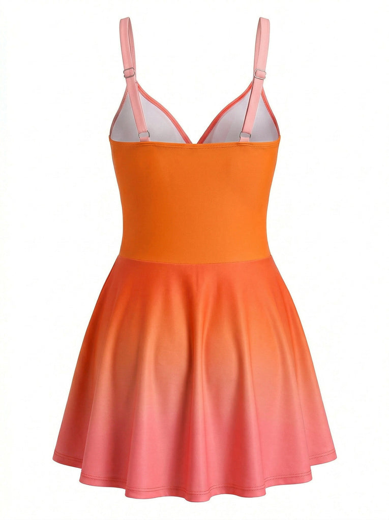 Robe de Bain Une Pièce Torsadée Dégradé Effet Miroir Années 1940 5