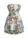 Deux Pièces Florale Botanique Imprimé Bustier Haut & Short Années 1950