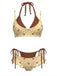 [Prévente] Ensemble Bikini Double Couche Halter à Carreaux avec Nœud Vert Années 1950 4