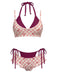 [Prévente] Ensemble Bikini Double Couche Halter à Carreaux avec Nœud Vert Années 1950 5