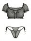 Ensemble Lingerie Transparente À Pois Noir Années 1950