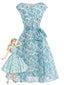 [Prévente] Robe fleurs encolure bateau et manches courtes années 1950