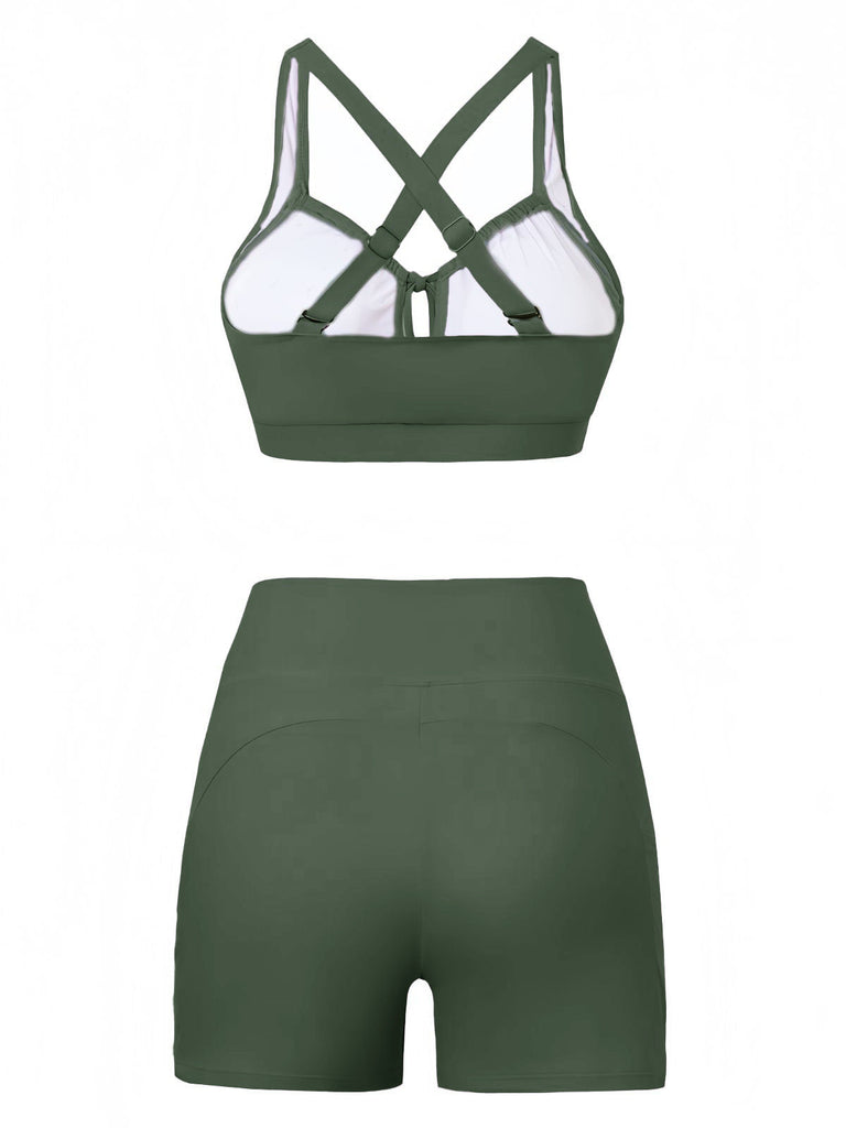 Ensemble Bikini Froncé Uni Années 1950 2