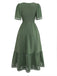 Col Carré Broderie Jacquard Smockéé Robe Années 1940 3