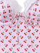 Maillot de Bain Une Pièce Bordure Dentelle Imprimé Cerises Rose Années 1940