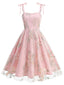 Robe Midi Florale Tulle Rose Années 1950