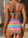 Maillot de Bain Une Pièce Imprimé Chevron avec Anneau Cœur Multicolore Années 1950 4
