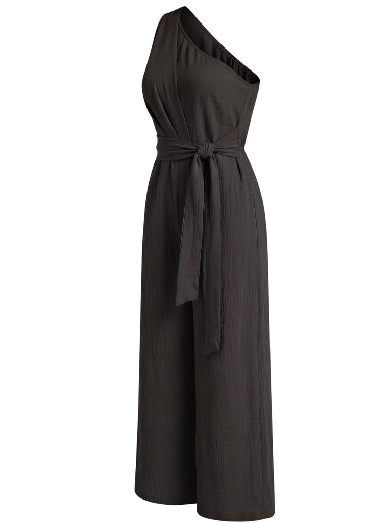 Combinaison Asymétrique Ceinturée à Jambes Larges Violette Années 1950