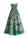 [Prévente] Robe bustier lavande motif tournesols et décolleté cœur années 50