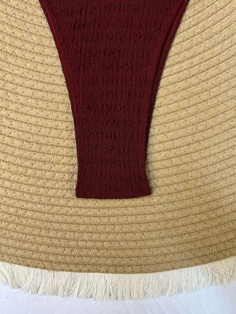 Ensemble Bikini Triangle Côtelé Chaîne Dorée Années 1960 17
