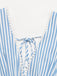 Robe Sans Manches Col V Profond Dos-Nu Rayée Bleue Années 1960