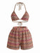 Ensemble Bikini Triangle Dos-Nu Rayé en Maille Années 1960