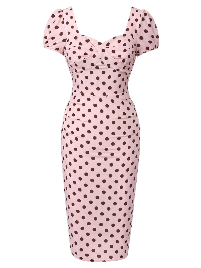 Robe encolure carrée manches bouffantes et motif carreaux arc-en-ciel années 1960