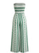 Combinaison Bustier à Rayures Fendue Vert Années 60