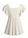 Top Babydoll à Manches Volantées Brodé Floral Années 70