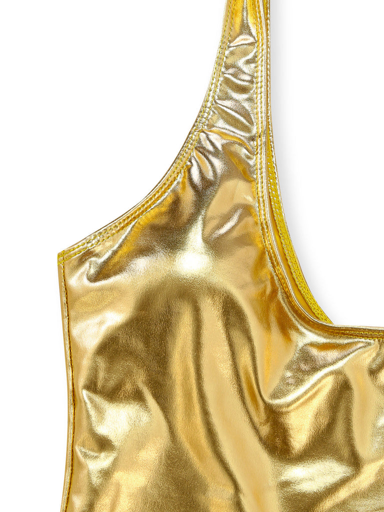 Maillot de Bain Une Pièce Col Arrondi Métallisé Années 70