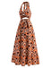 [Prévente] Robe Maxi Halter Col V Profond Découpé Imprimé Abstrait Années 70