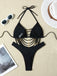 Ensemble Bikini Halter Lacé à Perles Métalliques Années 80