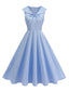 Robe sans manches col marin et nœud papillon couleur unie années 1950