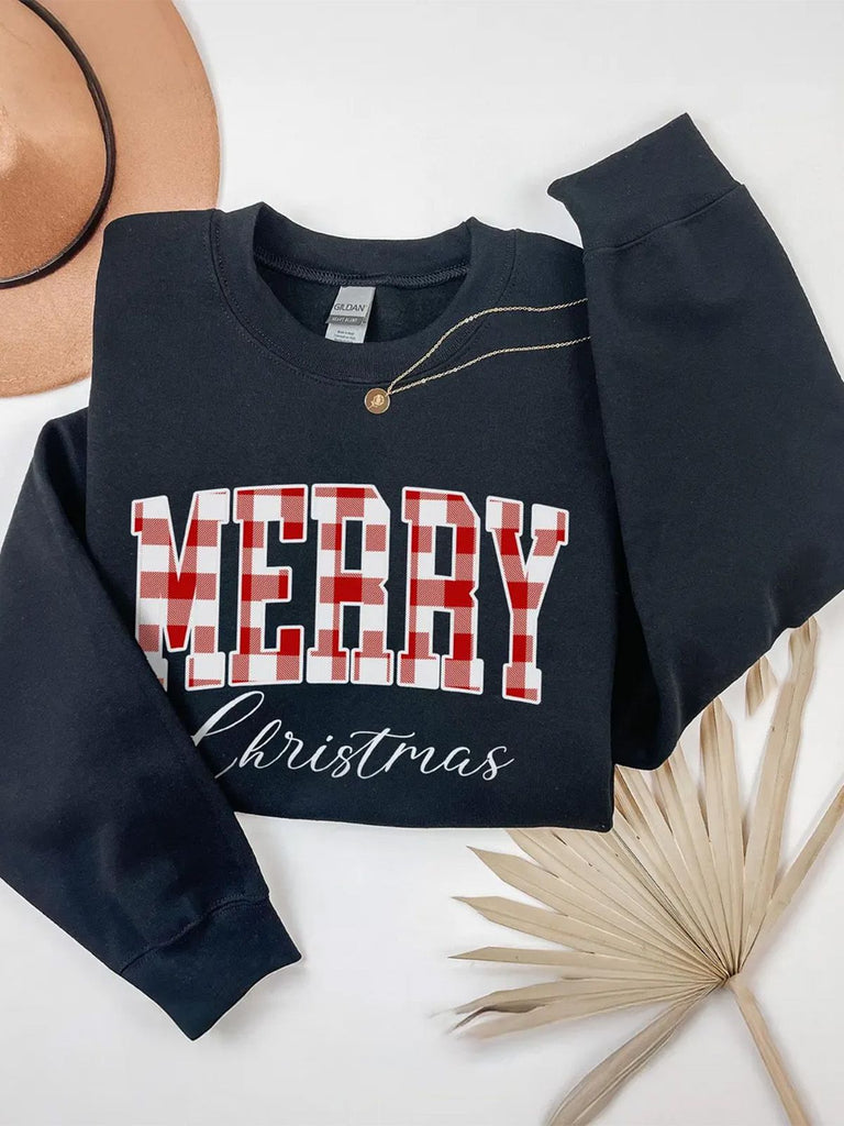 Sweat-shirt de Noël à carreaux années 1980